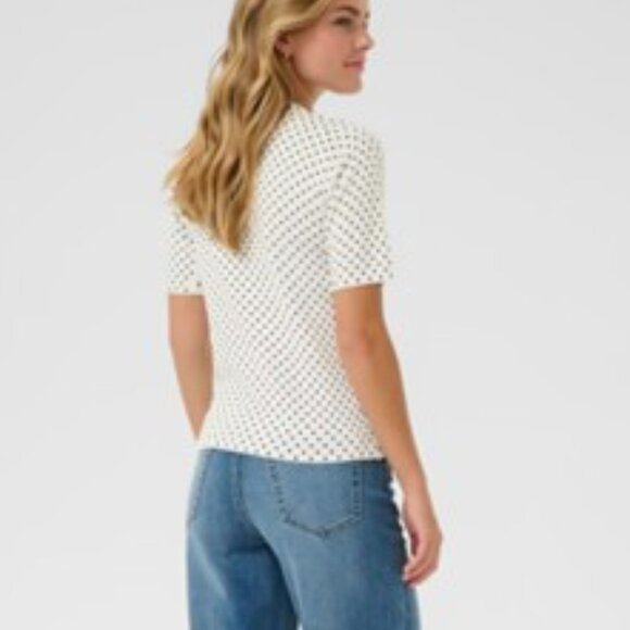 NWT Kaffe White Polka Dot  short sleeve sweater T-shirt  size small - Picture 6 of 14